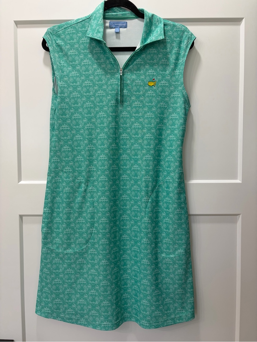 Magnolia Lane Masters Golf Summer Sleeveless Mint Green Zip-Front Polo Dress